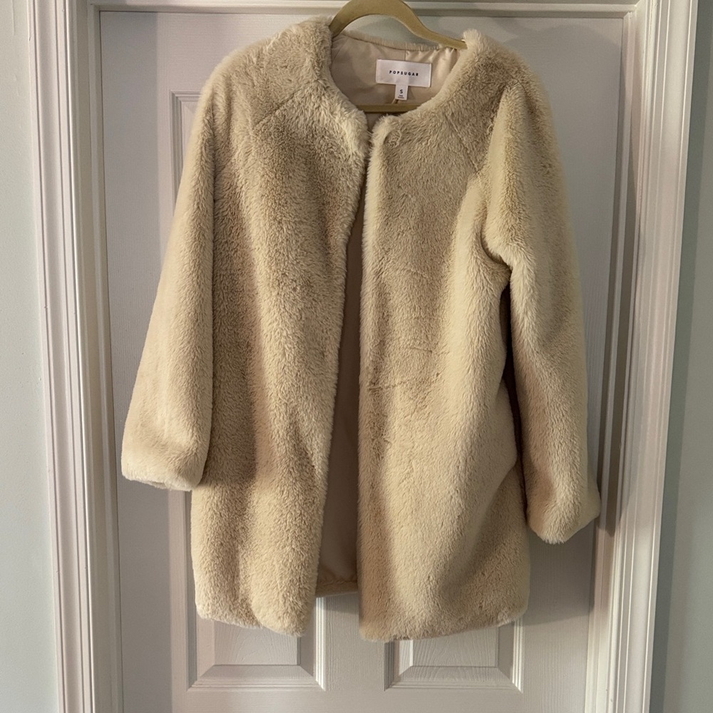 Faux Fur Cream Formal Coat